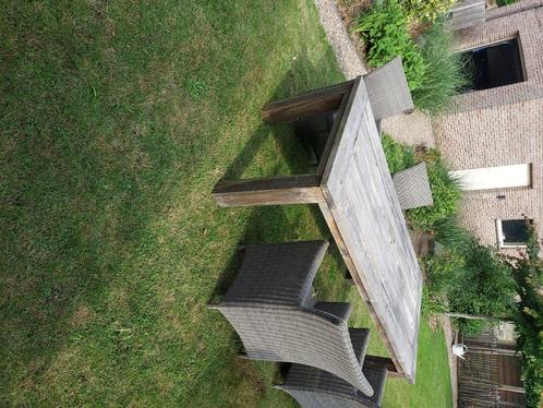 Tuintafel +stoelen, Tuin en Terras, Tuintafels, Gebruikt, Rechthoekig, Hout, Ophalen