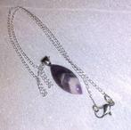 Ketting edelsteen hanger chevron amethist marquis, Bijoux, Sacs & Beauté, Colliers, Neuf, Violet, Avec pendentif, Argent