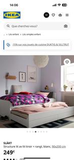 Ikea: Slakt bed met ladestructuur 90x200cm wit + boxspring, Ophalen, Zo goed als nieuw