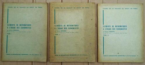 Éléments de mathématiques à l'usage des économistes - 1963, Boeken, Studieboeken en Cursussen, Gelezen, Hogeschool, Ophalen of Verzenden