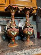 Koppel antieke Majolica vazen 19e eeuws, Antiek en Kunst, Ophalen