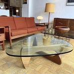 Table Basse Design en Bois de Noyer et Verre Trempé 19mm – G, Verzenden, Zo goed als nieuw, Glas
