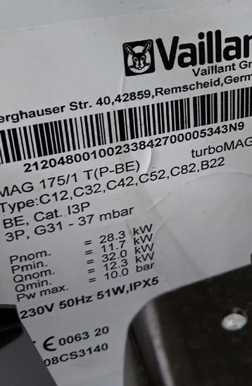 Warmwater geiser Vaillant turbomax 175/1, Chauffe-eau, Enlèvement, Utilisé, Propane ou Butane