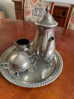 Verzilverd koffieservies op dienblad – met schade, Antiek en Kunst, Ophalen