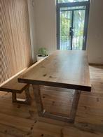 Table à manger + long banc /pieds en inox, Maison & Meubles, Enlèvement, Utilisé