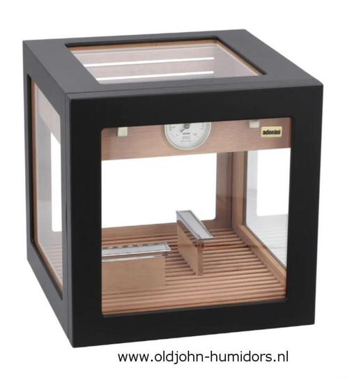 H182B ADORINI HUMIDOR KABINET CUBE DELUXE ZWART 100 SIGAREN, Verzamelen, Rookartikelen, Aanstekers en Luciferdoosjes, Nieuw, Tabaksdoos of Verpakking
