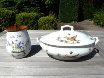 Moustiers porseleinen terrine + poubelle de table  beschikbaar voor biedingen