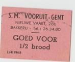 SM VOORUIT -GENT  GOED VOOR 1/2 BROOD 1/4/1963, Ophalen of Verzenden