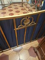Vintage bedframe in messing en stof, Art Deco-periode, Ophalen