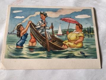 Carte postale ancienne, humour, carte de vœux, fantaisie disponible aux enchères