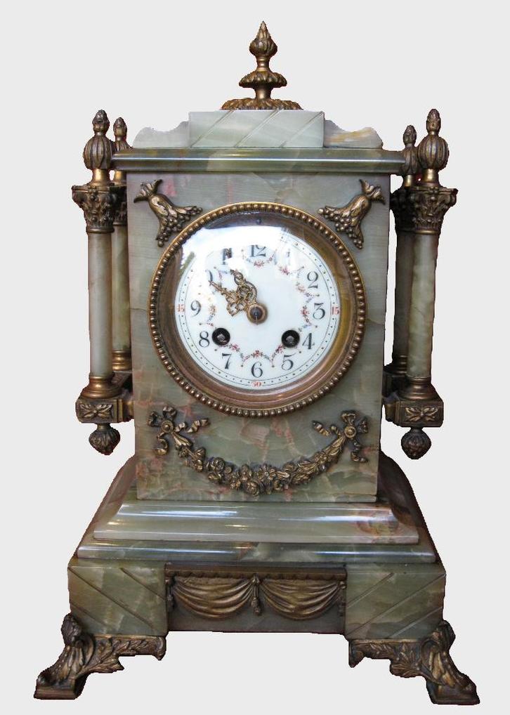 Zeldzame en prachtig groene marmeren torentjesklok, Antiquités & Art, Antiquités | Horloges, Enlèvement