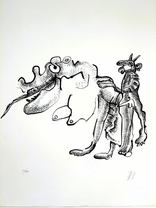 FRITS VERTONGEN - Zeefdruk / SIG - Zwarte Panter - 63 x 44, Antiek en Kunst, Kunst | Litho's en Zeefdrukken, Verzenden