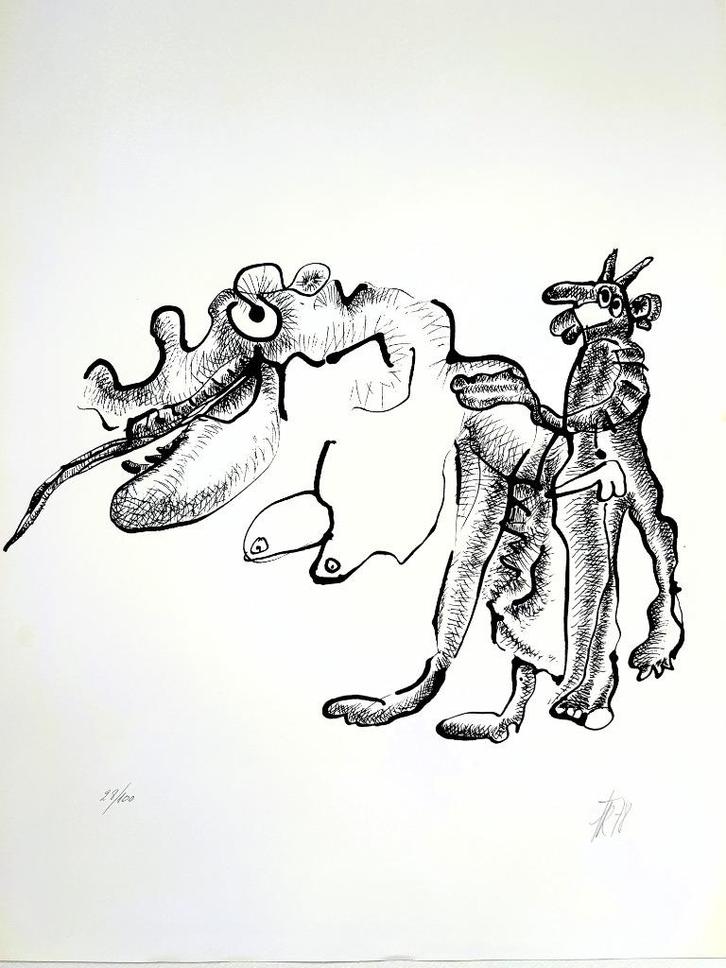 FRITS VERTONGEN - Zeefdruk / SIG - Zwarte Panter - 63 x 44, Antiek en Kunst, Kunst | Litho's en Zeefdrukken, Verzenden