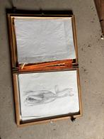 Oude houten tekenkaft, Hobby en Vrije tijd, Ophalen, Gebruikt, Papier, Schets- of Tekenboek