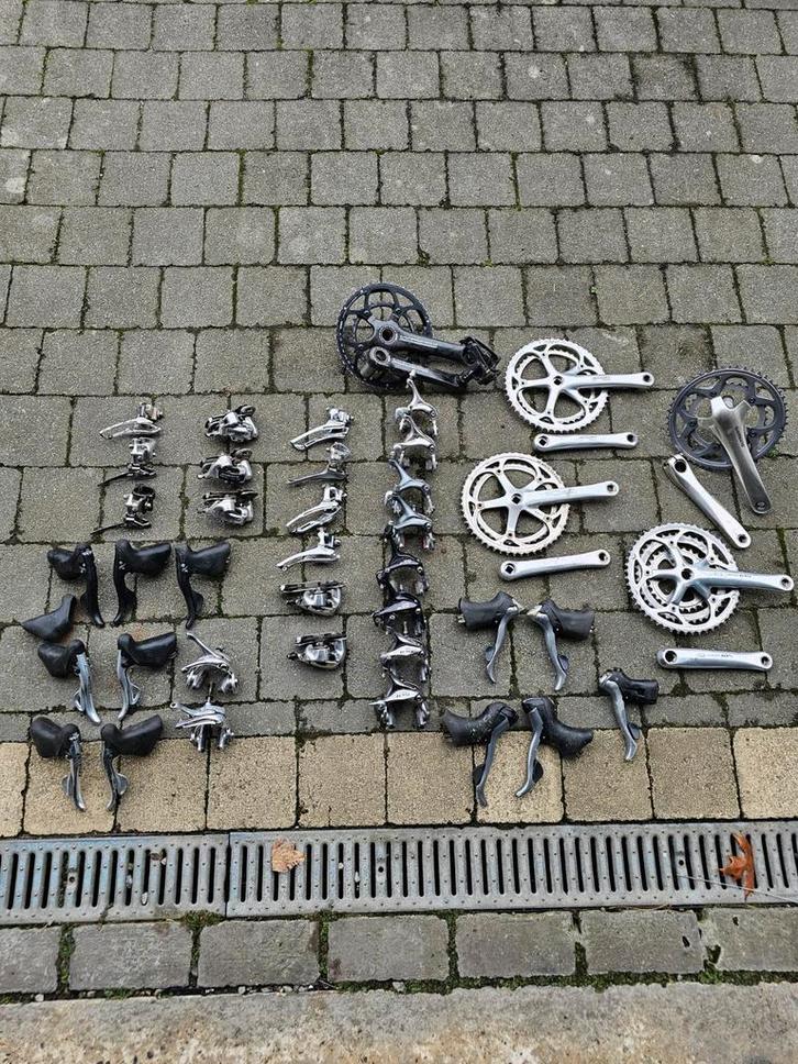 Retro racefiets shifters,derailleur,crank Campagnolo Shimano, Fietsen en Brommers, Fietsonderdelen, Zo goed als nieuw, Racefiets