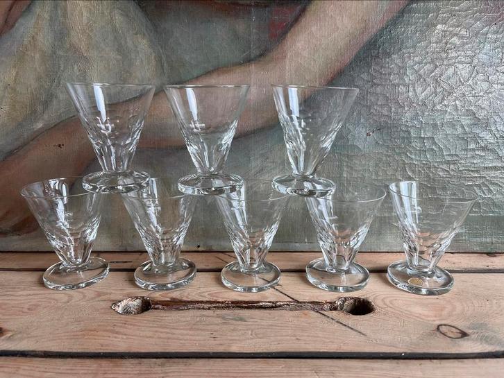 8 verres de Verreries Doyen - modèle Lido - art déco, Antiquités & Art, Antiquités | Verre & Cristal, Enlèvement ou Envoi