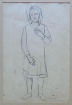 ALBERT VAN DYCK / STAANDE MEISJE / ORIGINEEL / 58x43cm KADER, Ophalen of Verzenden