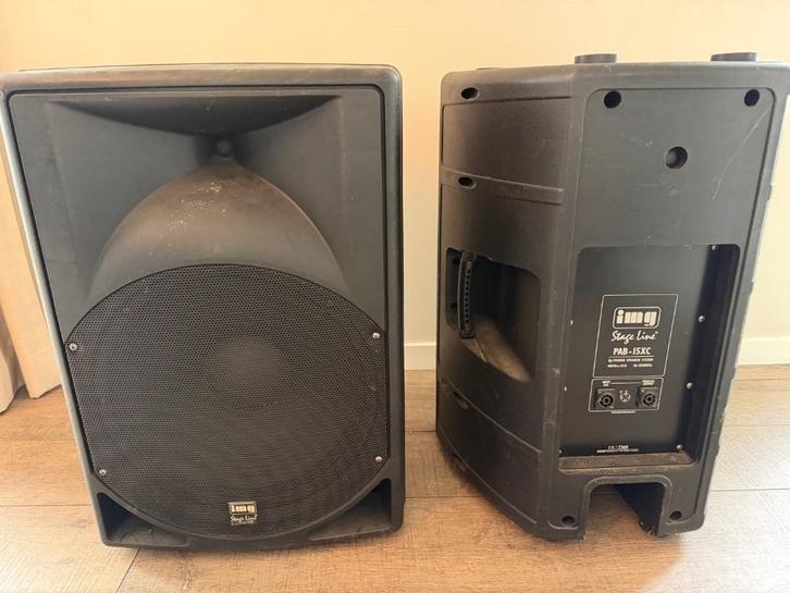 Paire d’enceintes DJ IMG Stage Line PAB-15XC – 400 W / 8 Ω, Audio, Tv en Foto, Luidsprekerboxen, Gebruikt, Front, Rear of Stereo speakers