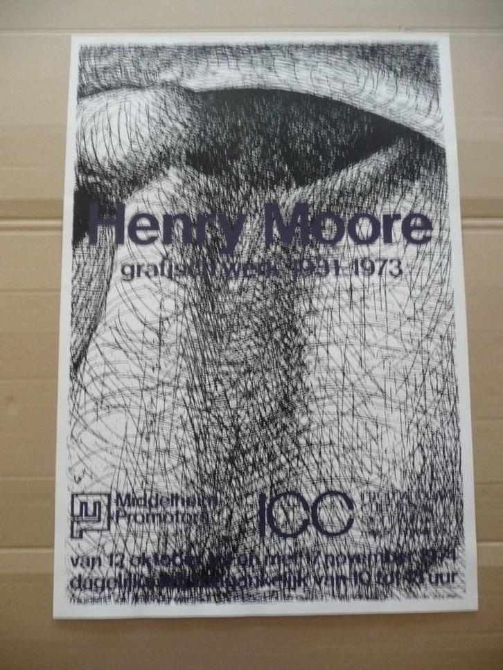 HENRY MOORE - ZELDZAME AFFICHE ICC ANTWERPEN, Antiek en Kunst, Kunst | Litho's en Zeefdrukken, Ophalen of Verzenden
