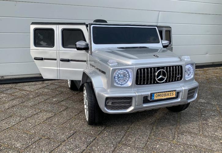 Mercedes G63 AMG 12v Metallic zilver Bluetooth / Afst. lede, Kinderen en Baby's, Speelgoed | Buiten | Voertuigen en Loopfietsen
