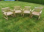 4 teak tuinstoelen, Tuin en Terras, Tuinstoelen, Ophalen, Gebruikt, Teakhout