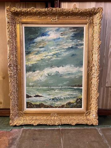 Toile impressioniste "Tempête en mer" de Fernand Marie, Enlèvement ou Envoi