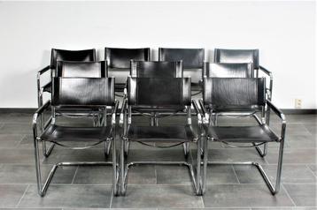 Set van 4 Fasem buisframe stoelen S34 design Mart Stam, Huis en Inrichting, Stoelen, Gebruikt, Zwart, Metaal, Vier