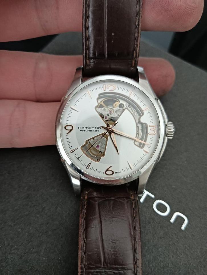 Hamilton open heart Jazzmaster, Handtassen en Accessoires, Horloges | Heren, Zo goed als nieuw, Polshorloge, Overige merken, Staal