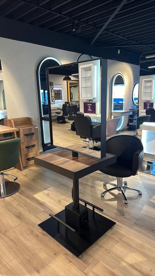 kaptafel eiland 2 zijdig hout spiegel knipeiland wieltjes, Huis en Inrichting, Woonaccessoires | Kapstokken, Nieuw, Overige typen