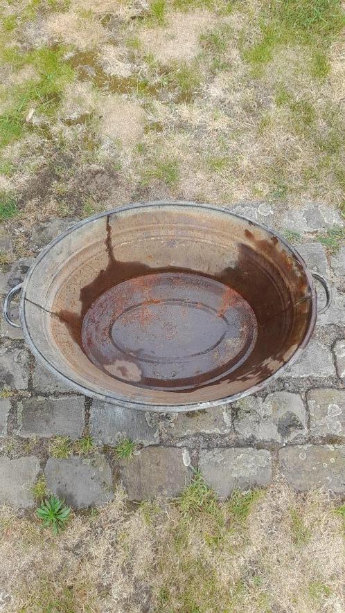 Zinken teil. Zinken kuip., Tuin en Terras, Bloempotten, Gebruikt, Metaal, Binnen, Balkon, Tuin, Minder dan 40 cm, 40 cm of meer