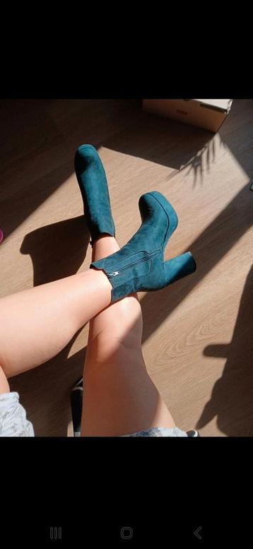 Bottes à talons hauts Van Haren vert foncé, Enlèvement ou Envoi, Comme neuf, Vert, Bottes hautes