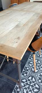 Industriële massieve houten tafel smeedijzeren onderstel, Comme neuf, Enlèvement ou Envoi
