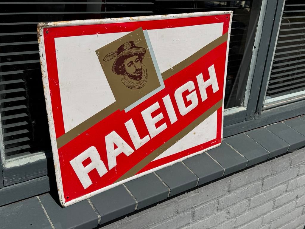 Raleigh fietsen oud reclamebord, Verzamelen, Ophalen of Verzenden, Gebruikt, Reclamebord