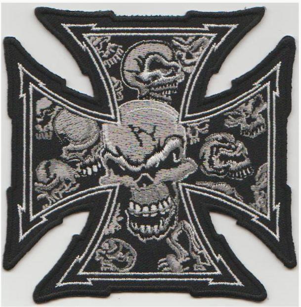 Iron Cross Skull stoffen opstrijk patch embleem #11, Motoren, Accessoires | Overige, Nieuw, Verzenden