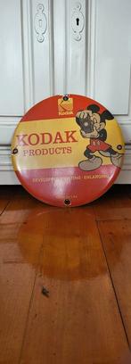 Emaille bord Kodak met Mickey Mouse, Ophalen of Verzenden, Gebruikt, Reclamebord
