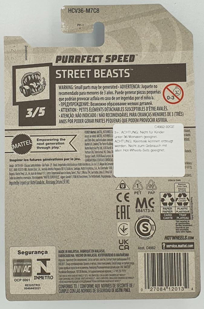 Hot Wheels - Street Beasts - Purrfect Speed - HCV36 - 1:64, 333 Continental Boulevard, El Segundo, CA 90245, United States, Service.mattel.com