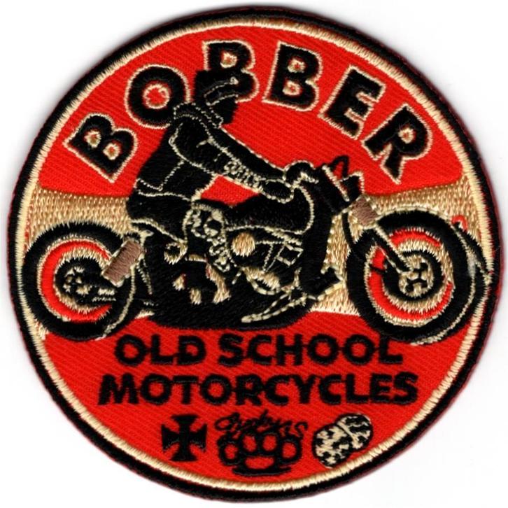 Bobber Old School Motorcycle stoffen opstrijk patch embleem, Motoren, Accessoires | Stickers, Verzenden