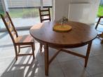 Table ronde bois + 4 chaises, Enlèvement, Utilisé, Pin