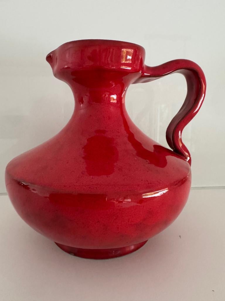 Italiaanse Design Vaas – Jaren 60 – Rood Glazuur – MCM, Ophalen of Verzenden