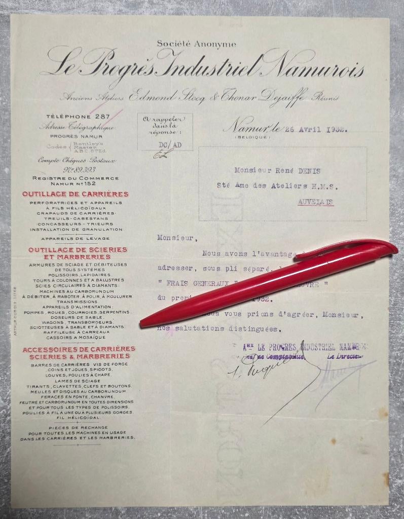 Auvelais+Sambrevile+1932+Charles Heuze, Collections, Enlèvement, 1920 à 1940, Non affranchie, Namur