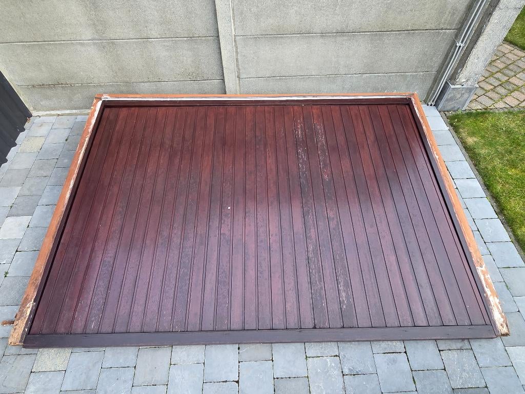 Meranti kantelpoort, Doe-het-zelf en Bouw, Hang- en Sluitwerk, Gebruikt, Overige typen, Overige materialen, Ophalen