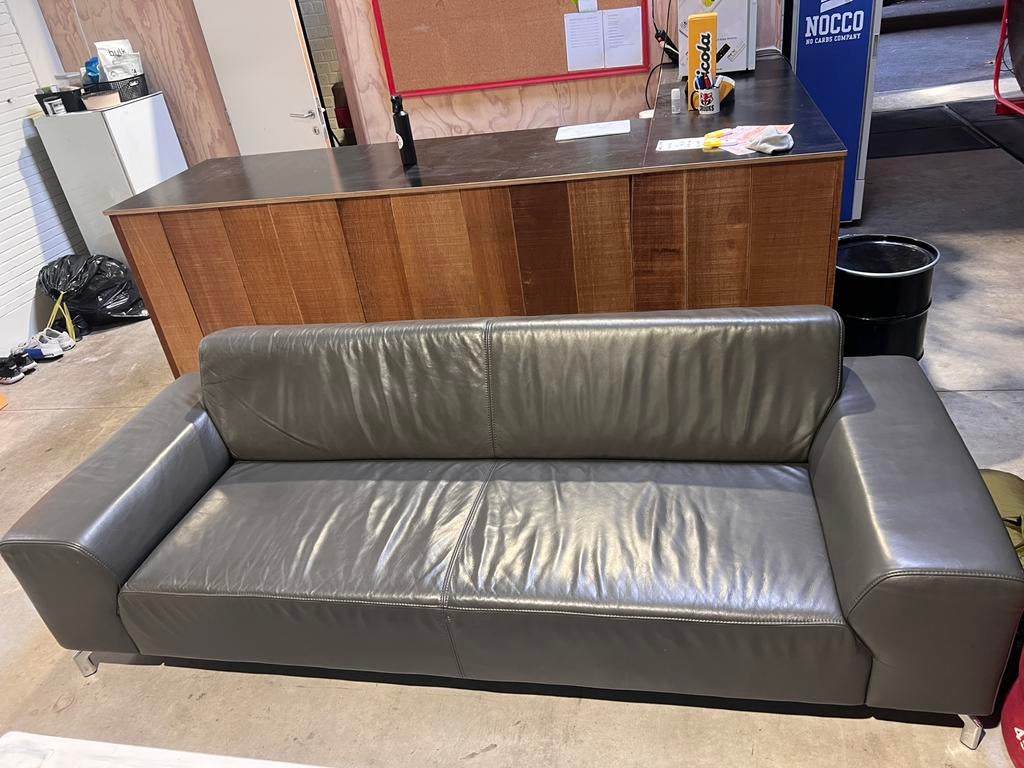 Montèl echt lederen 3 zit bank, Ophalen, Strak, Gebruikt, 200 tot 250 cm