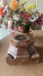 Grote zware houten kandelaar puur wonen hoffz stijl, Huis en Inrichting, Ophalen of Verzenden, Zo goed als nieuw