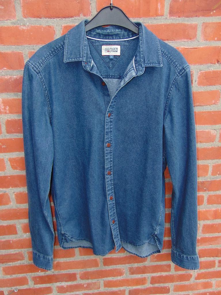 Jeanshemd Hilfiger in prima staat, Ophalen of Verzenden, Gedragen, Blauw, Halswijdte 38 (S) of kleiner