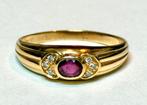 Ring 18K goud met natuurlijke Diamant en Robijn! maat 20mm, Handtassen en Accessoires, Ringen, 20 of groter, Geel, Ophalen of Verzenden