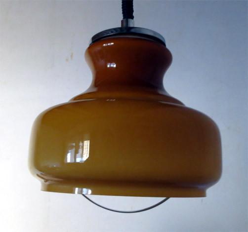 Vintage Jaren '70 Italiaanse Luster, Huis en Inrichting, Lampen | Tafellampen, Gebruikt, Minder dan 50 cm, Glas, Metaal, Ophalen