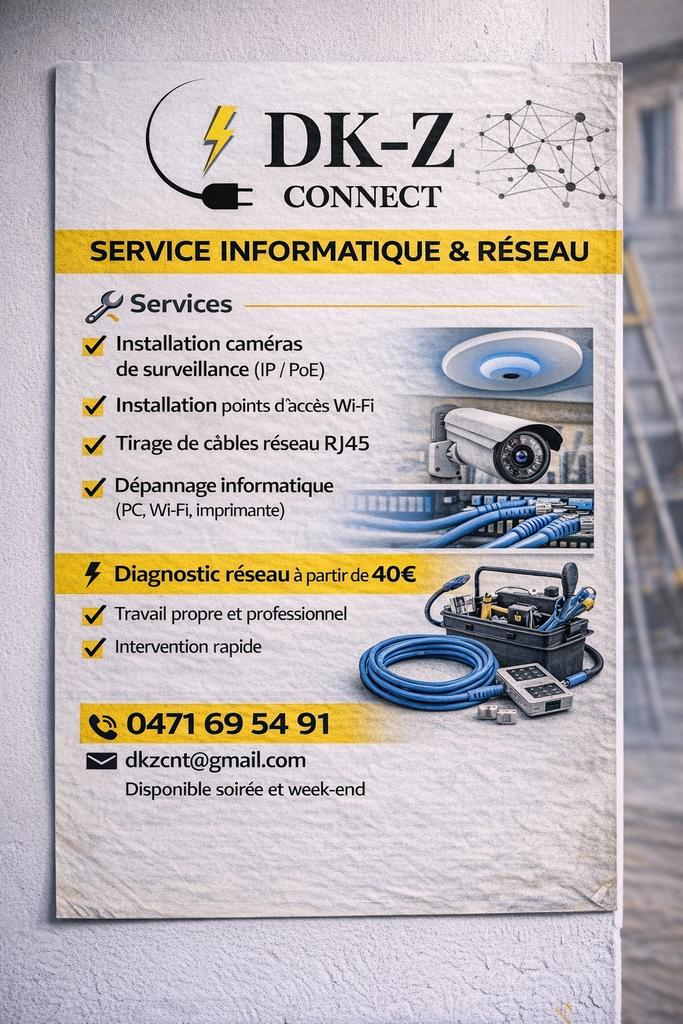 Technicien réseau & sécurité – Installation complète, Enlèvement