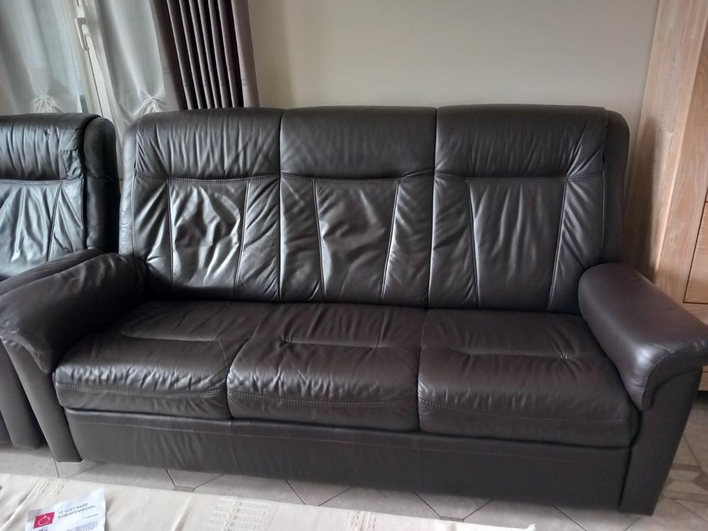 Lederen 3zit + 1relax manueel, bruin, Ophalen