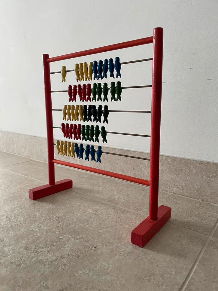 1950 houten abacus telraam met unieke visvormige kralen, Kinderen en Baby's, Speelgoed | Houten speelgoed, Zo goed als nieuw, Ophalen of Verzenden