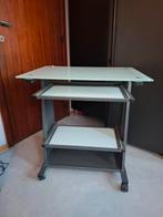 Glazen computerbureau / bureau op wieltjes – modern design, Enlèvement, Verre